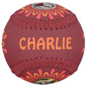 4枚の写真と名前ソフトボール ソフトボール (裏面)