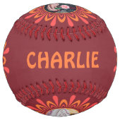 4枚の写真と名前ソフトボール ソフトボール (正面)