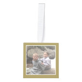 4枚の写真と年 – ミニマル金ゴールド縁ど キューブオーナメント (正面)