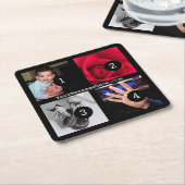 4枚の写真と文字で自分の簡単 スクエアペーパーコースター (アングル)