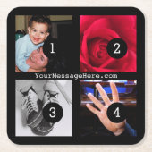 4枚の写真と文字で自分の簡単 スクエアペーパーコースター (正面)