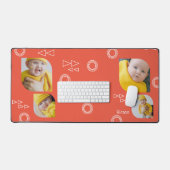 4枚の写真と文字を追加パーソナライズされた デスクマット (キーボード&マウス)