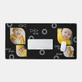 4枚の写真と文字を追加パーソナライズされた デスクマット (キーボード&マウス)