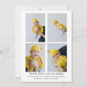 4枚の写真と葉のパターンの背面テンプレート カード (正面)