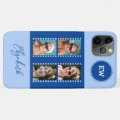 4枚の写真のイニシャルと名前を青と白に追加 Case-Mate iPhoneケース (裏面(横))