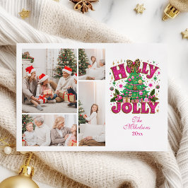 4枚の写真のギラギラヒョウ柄リボンのクリスマス シーズンカード