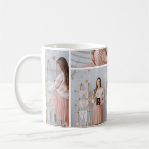 4枚の写真のクリスマスツリー妊娠発表 コーヒーマグカップ
