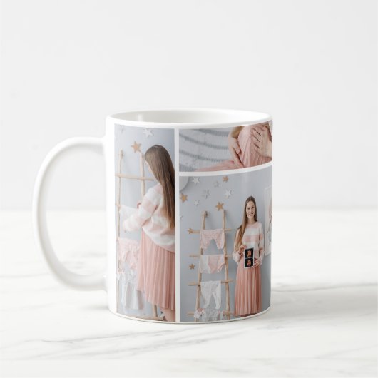 4枚の写真のクリスマスツリー妊娠発表 コーヒーマグカップ (左)