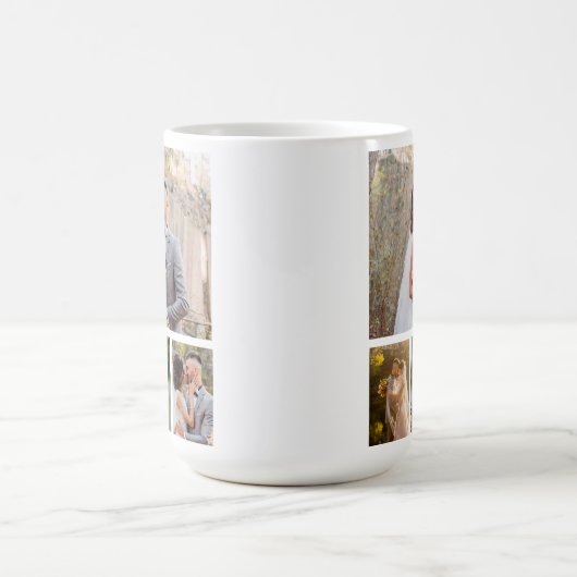 4枚の写真のコラージュ結婚を作成 コーヒーマグカップ (中央)