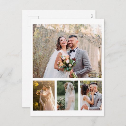 4枚の写真のコラージュ結婚を作成 シーズンポストカード (正面/裏面)