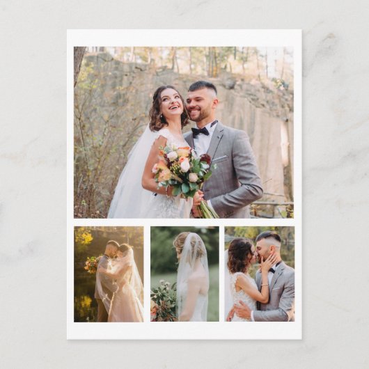 4枚の写真のコラージュ結婚を作成 シーズンポストカード (正面)