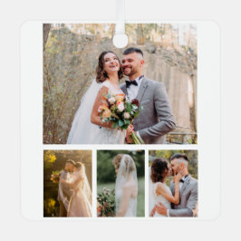 4枚の写真のコラージュ結婚を作成 メタルオーナメント