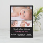 4枚の写真のコラージュ縦 – 誕生のお知らせ 案内状 (スタンド正面)