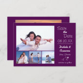 4枚の写真のコラージュ - ナス 紫色 3x5 記念日保存 セーブザデート (正面/裏面)