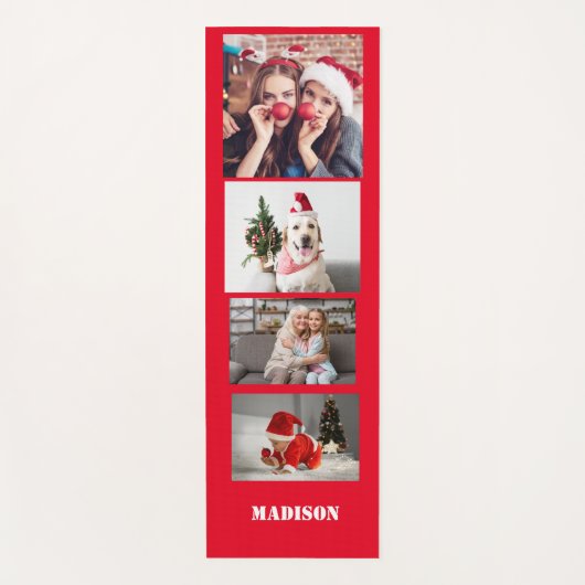 4枚の写真のコラージュ、名前をカスタムする、カラー ヨガマット (正面)