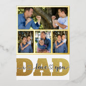 4枚の写真のコラージュ 父 子供の写真 愛してるよ お父さん 箔シーズンカード (正面)