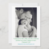 4枚の写真のコラージュ（白/青） – 誕生のお知らせ 案内状 (裏面)