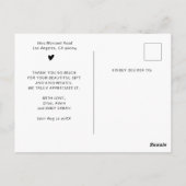 4枚の写真のミニマルなベビーシャワーお礼カード ポストカード (裏面)