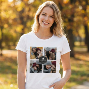 4枚の写真の家族フォトコラージュ 田舎風 Tシャツ