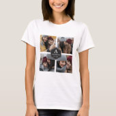 4枚の写真の家族フォトコラージュ 田舎風 Tシャツ (正面)