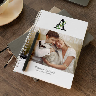 4枚の写真の植物性モノグラムギャラリー ノートブック