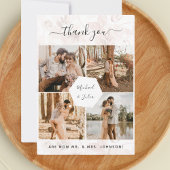 4枚の写真の組み合わせ ピンクの花のウェディング サンクスカード サンキューカード