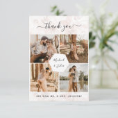 4枚の写真の組み合わせ ピンクの花のウェディング サンクスカード サンキューカード (スタンド正面)