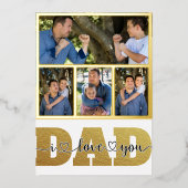 4枚の写真の組み合わせ 父の日 子供の写真 愛してるよ お父さん 箔シーズンカード (正面)