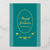 4枚の写真の結婚アナウンスカードの追加 箔シーズンカード (正面)