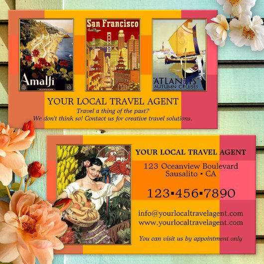 4枚の写真の色はっきりした付きポートフォリオ旅行 名刺