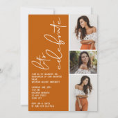 4枚の写真を並べた卒業パーティー案内　オレンジ色に焼けた 招待状 (裏面)