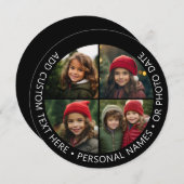 4枚の写真を並べた曲線のカスタムテキスト 招待状 (正面/裏面)