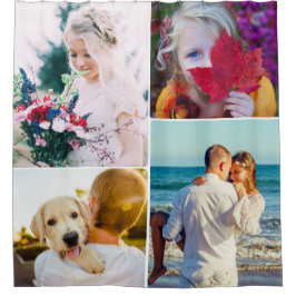 4枚の写真を丸めたフレームシャワーカーテン シャワーカーテン