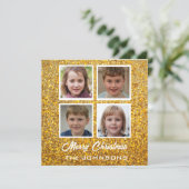 4枚の写真を作成する家族のクリスマス カード (スタンド正面)