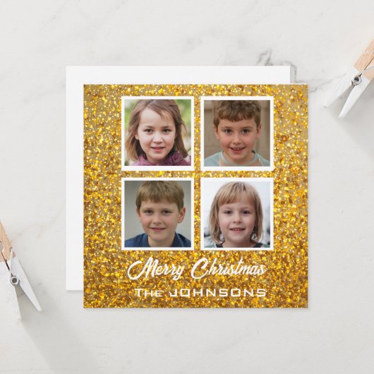 4枚の写真を作成する家族のクリスマス カード (正面/裏面インサイチュ)