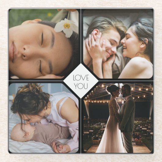 4枚の写真を作成 ガラスコースター (正面)