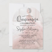 4枚の写真を使ったモダンなオーバーレイのキンセアニエラ 15歳の誕生日 招待状 (正面)