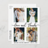4枚の写真を使ったモダンな結婚式の愛と感謝のスクリプト ポストカード (正面/裏面)