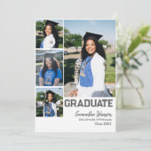 4枚の写真を使った卒業おめでとうカード 招待状 (スタンド正面)