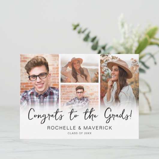 4枚の写真を使った合同卒業式 招待状 (スタンド正面)