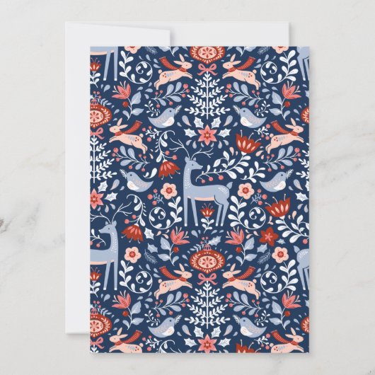 4枚の写真を使った楽しいホリデー ノルディックパターン クリスマスカード カード (裏面)