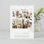 4枚の写真を使った楽しいホリデー ノルディック フラワー クリスマスカード 箔シーズンカード (立ち正面)