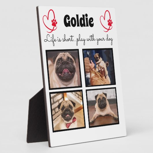 4枚の写真を使った犬のカラーコラージュ - オーダーメイドの思い出 フォトプラーク (側面)