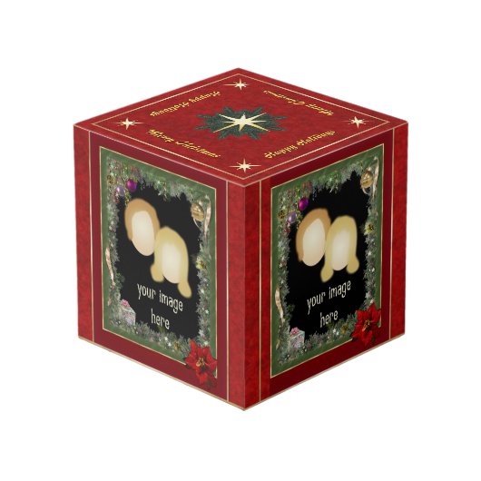 4枚の写真を含むクリスマスフォトキューブ フォトキューブ (正面アングル)