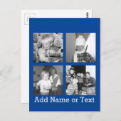 4枚の写真を含むInstagramコラージュの作成 – 青 ポストカード (正面/裏面)