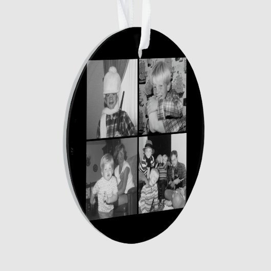 4枚の写真を含むInstagramコラージュの作成-黒 オーナメント (正面)