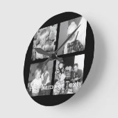 4枚の写真を含むInstagramコラージュを作成します-黒 ラウンド壁時計 (傾斜)