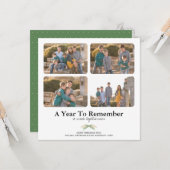 4枚の写真を思い出すミニマルための年クリスマス カード (正面/裏面インサイチュ)