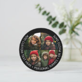 4枚の写真を曲線のカスタムテキストで囲んだコラージュ 招待状 (スタンド正面)