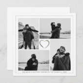 4枚の写真を組み合わせたウェディングアニバーサリー ネーム＆日付 案内状 (正面/裏面)